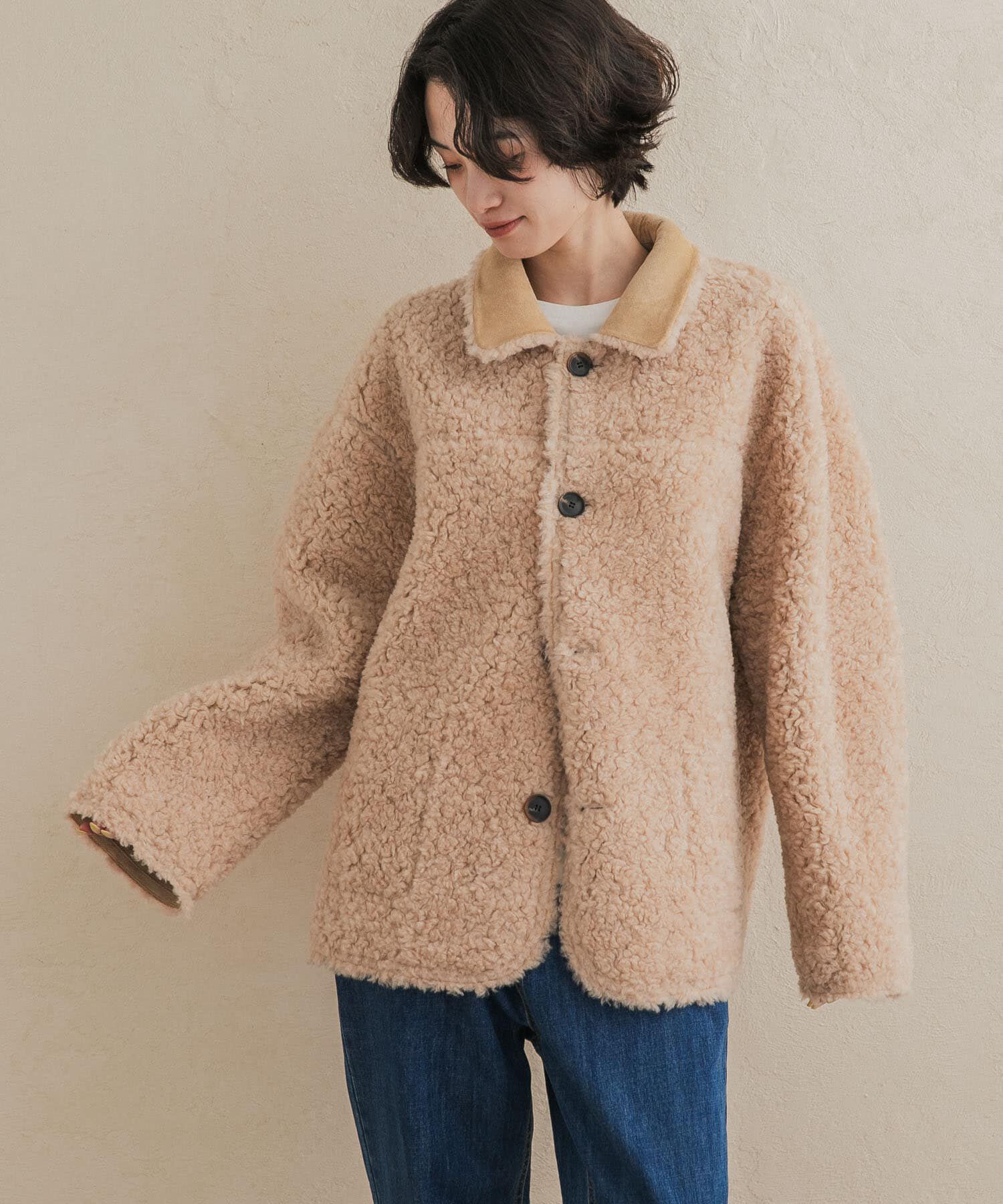 URBAN RESEARCH DOORS「『別注』ONURUN&times;DOORS　リバーシブルフェイクスウェードジャケット」|ノーカラーコート|