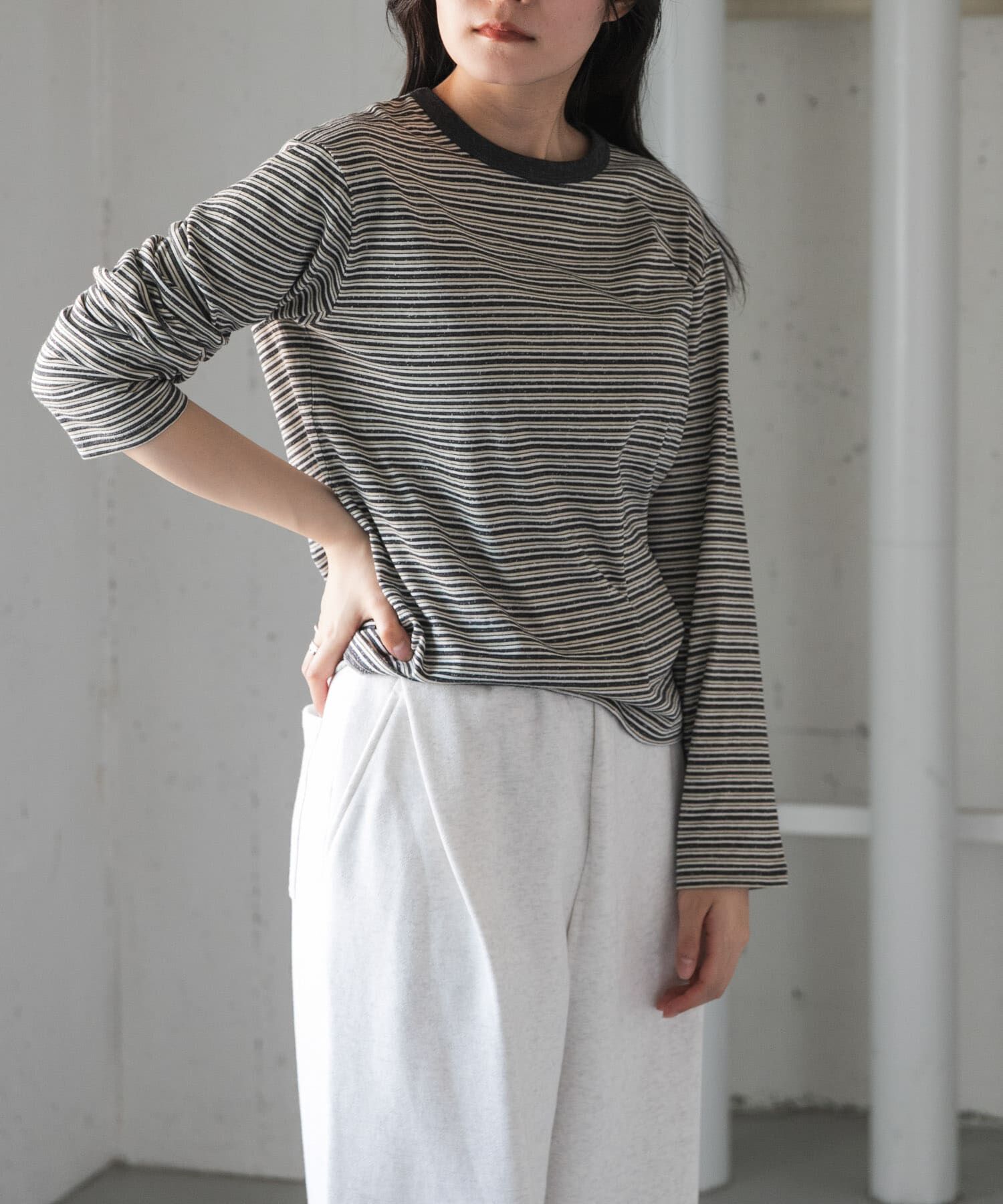 URBAN RESEARCH DOORS「FORK&SPOON　プレーティングボーダーロングスリーブTシャツ」|Tシャツ・カットソー|