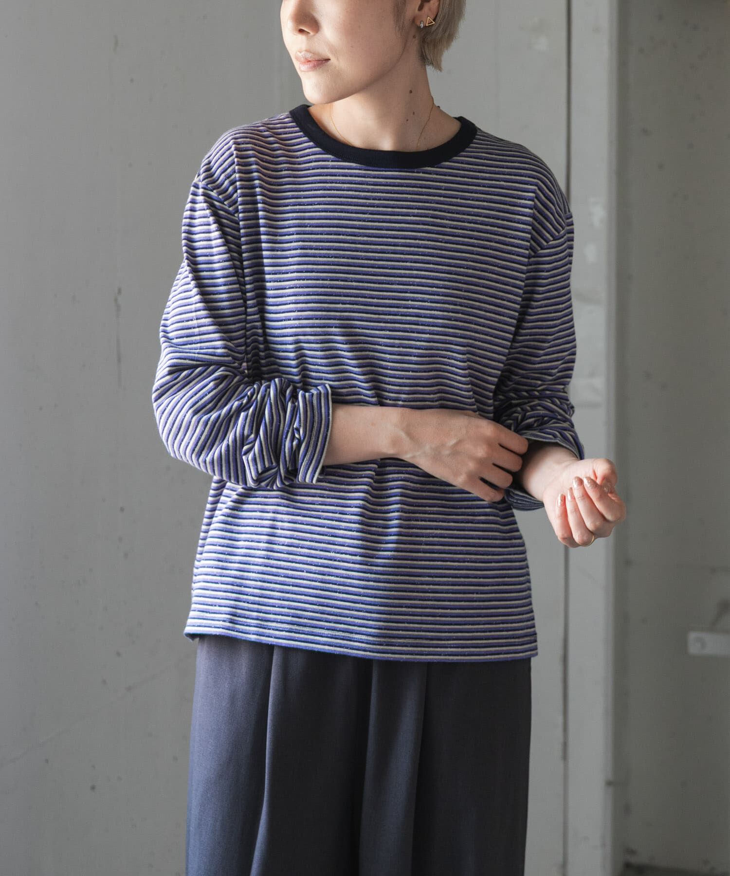 URBAN RESEARCH DOORS「FORK&SPOON　プレーティングボーダーロングスリーブTシャツ」|Tシャツ・カットソー|