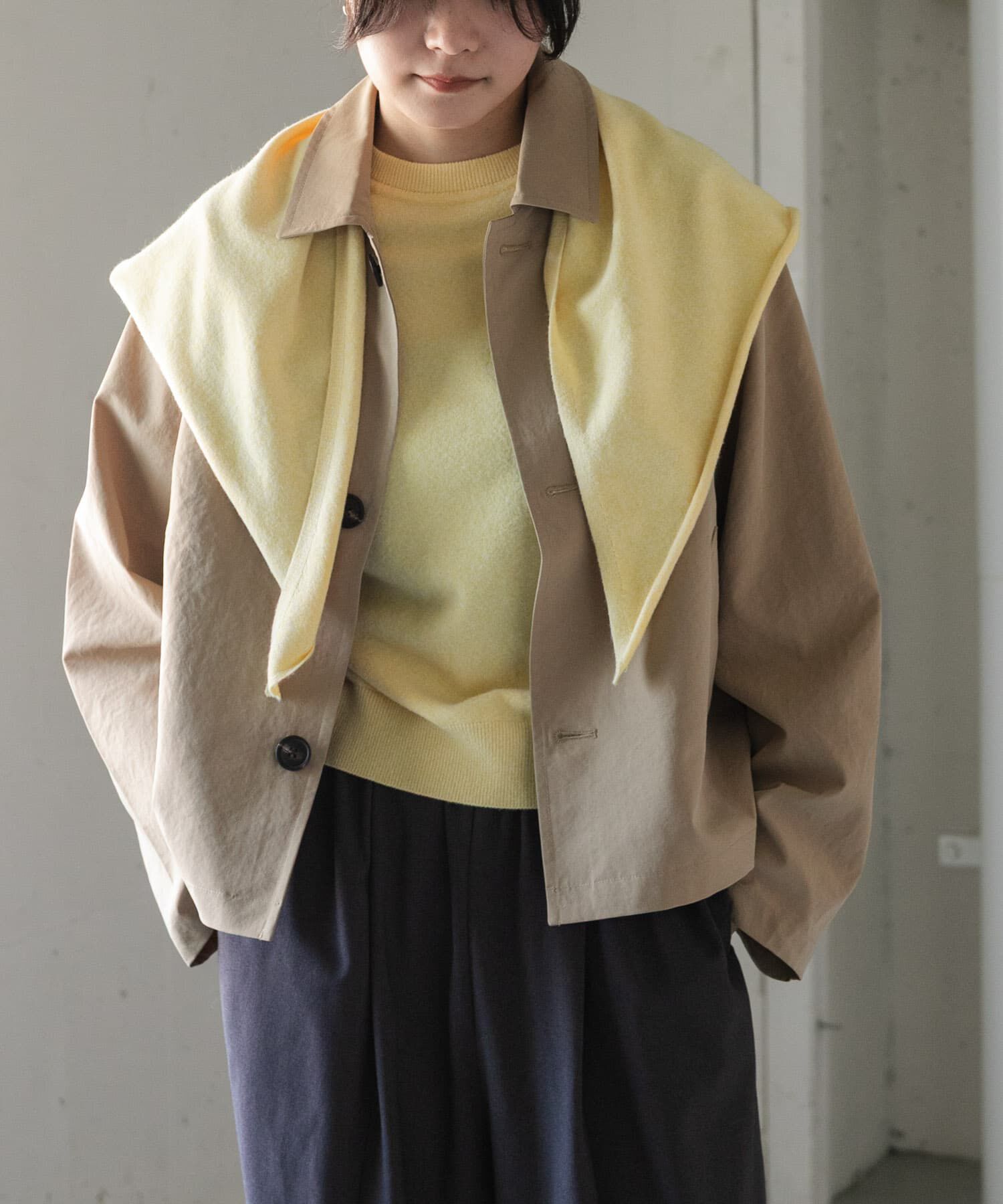 URBAN RESEARCH DOORS「FORK&SPOON　ステンカラーショートコート」|ステンカラーコート|ベージュ