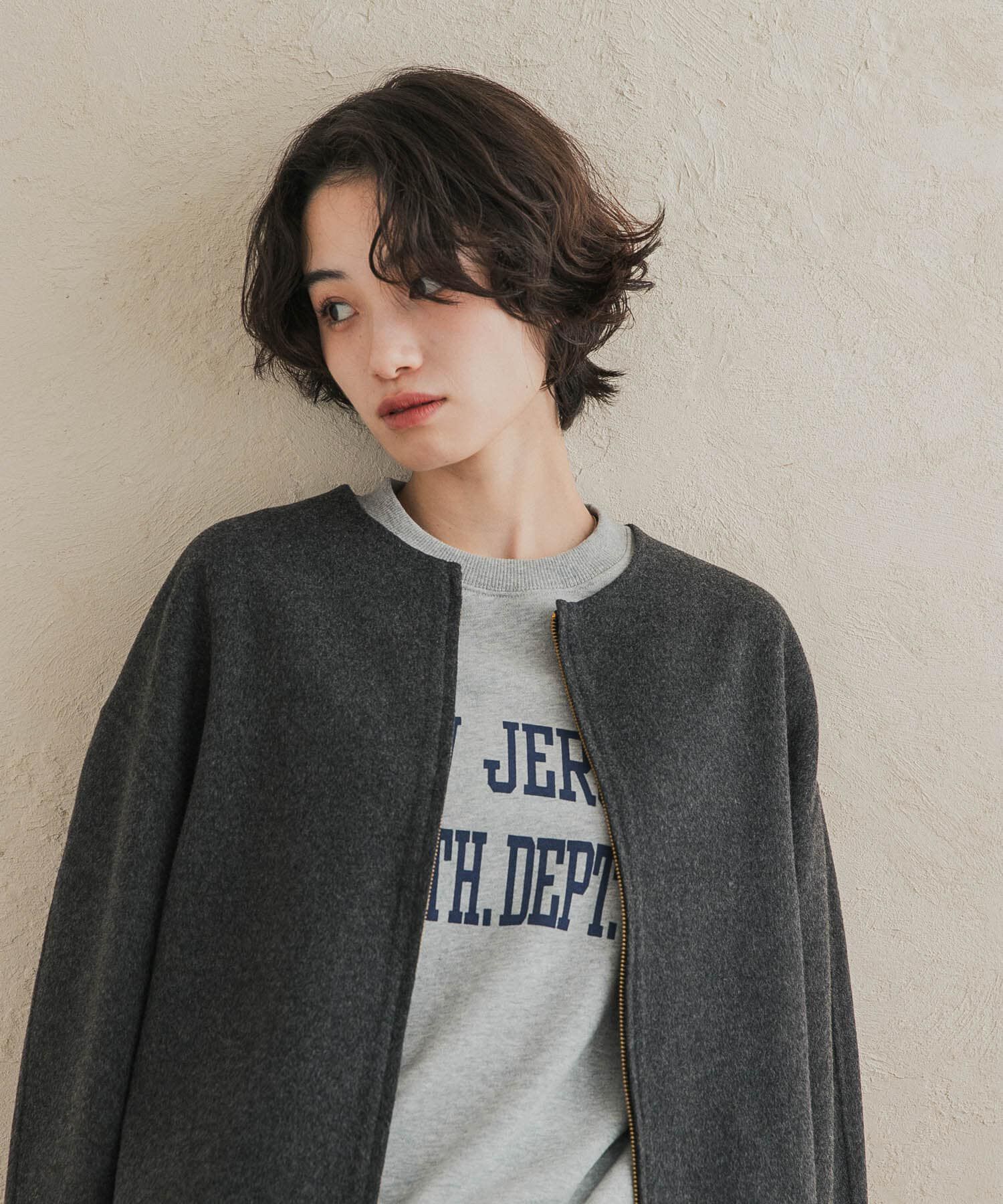 URBAN RESEARCH DOORS「ウールリバーZIPノーカラーコート」|ノーカラーコート|