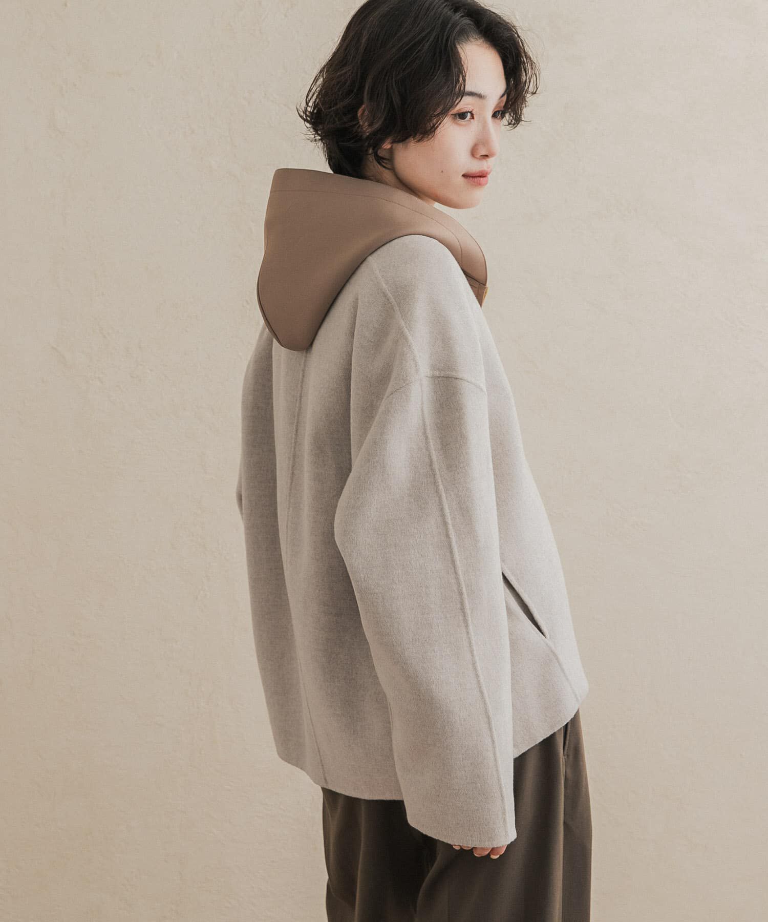 URBAN RESEARCH DOORS「ウールリバーZIPノーカラーコート」|ノーカラーコート|