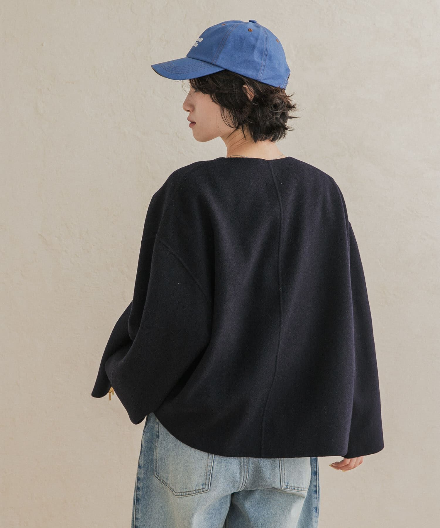 URBAN RESEARCH DOORS「ウールリバーZIPノーカラーコート」|ノーカラーコート|