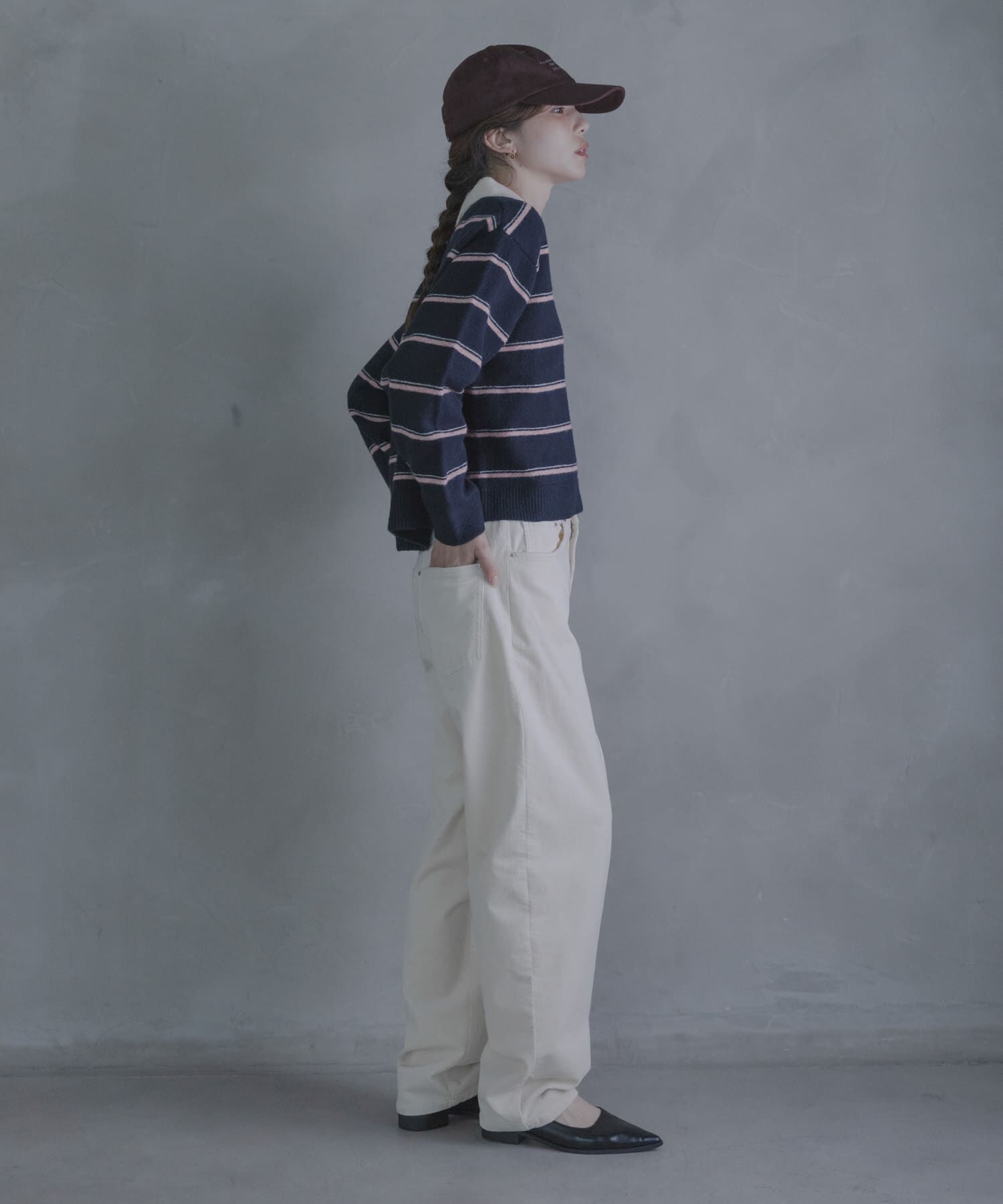 Sonny Label 「ウールブレンドボーダーニットポロシャツ」|ニット・セーター|