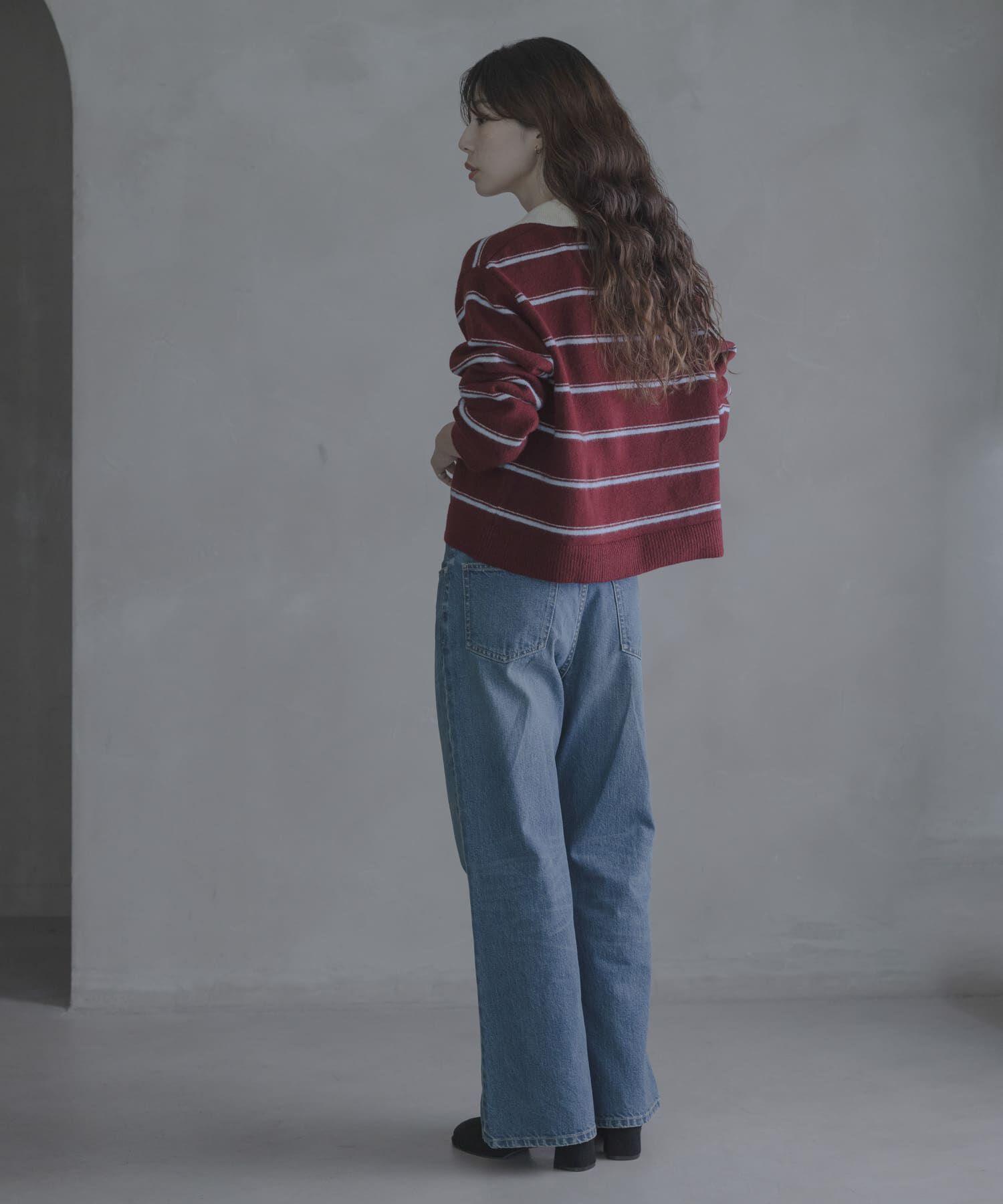 Sonny Label 「ウールブレンドボーダーニットポロシャツ」|ニット・セーター|