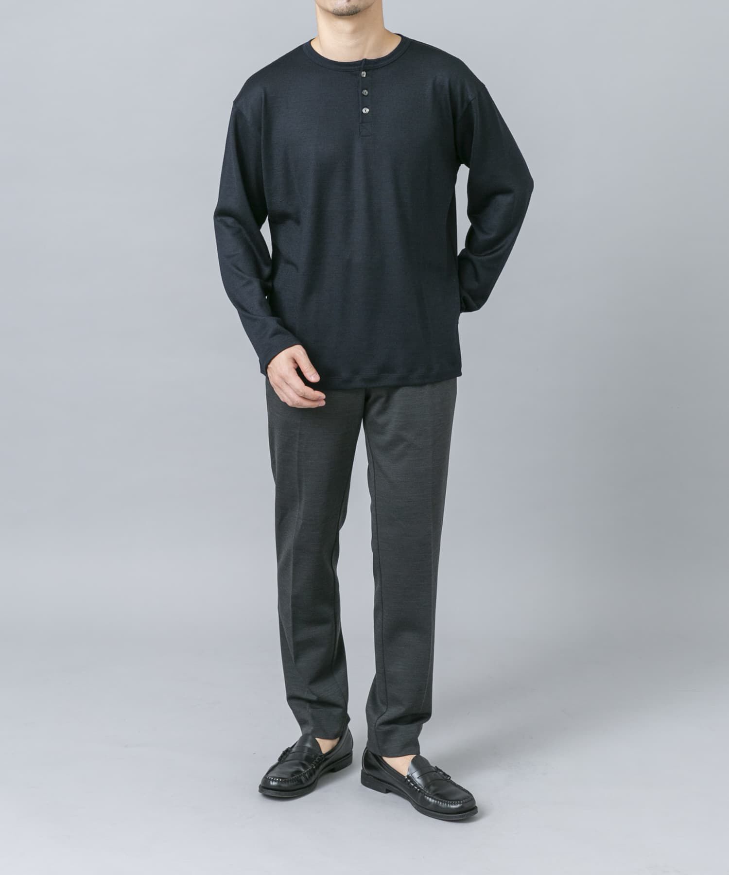 URBAN RESEARCH ROSSO「『マシンウォッシャブル』ハイクオリティウールヘンリーネックTシャツ」|Tシャツ・カットソー|