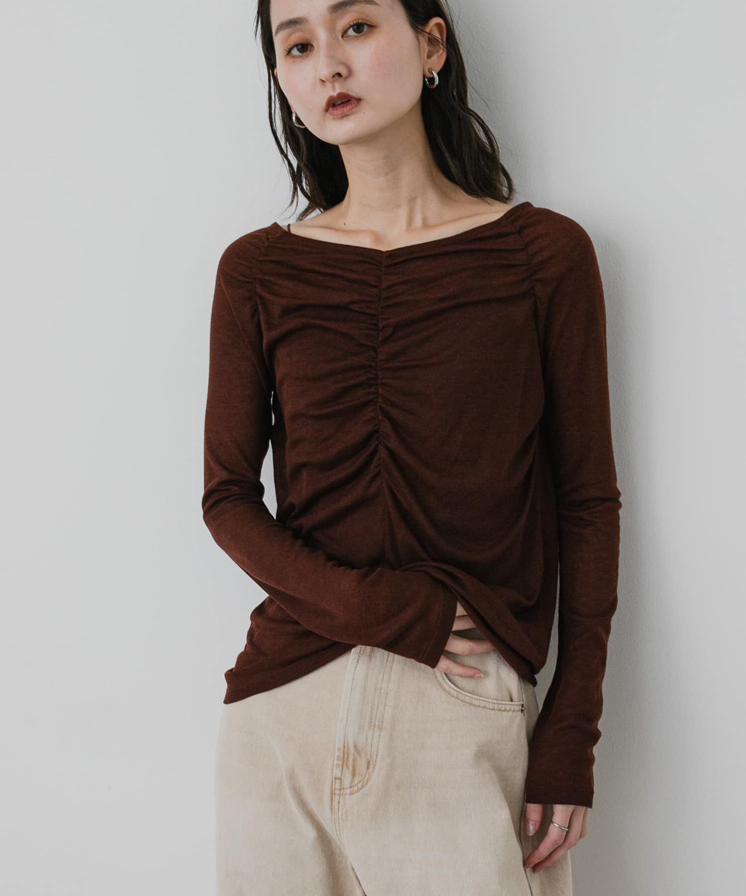 SENSE OF PLACE by URBAN RESEARCH「シャーリングボートネックトップ」|Tシャツ・カットソー|ブラウン