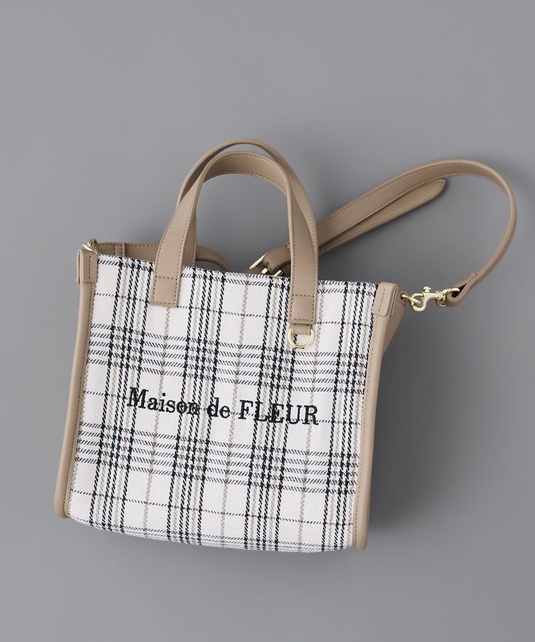 Maison de FLEUR「チェック2Wayショルダーバッグ」|ハンドバッグ|アイボリー