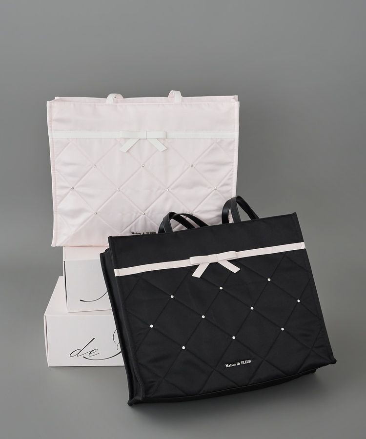 Maison de FLEUR「キルティングサテンキャリーオンバッグ」|トートバッグ|