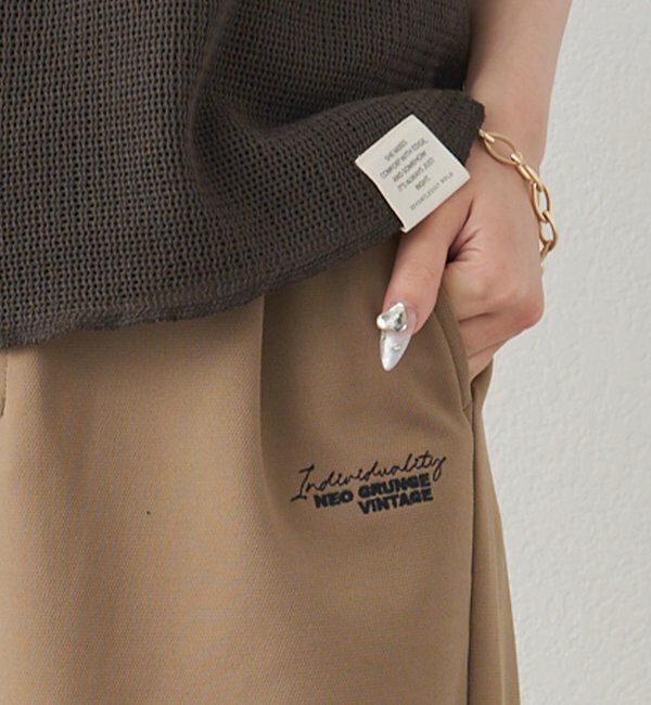  「ストレッチジャージーロゴ刺繍パンツ」|その他|