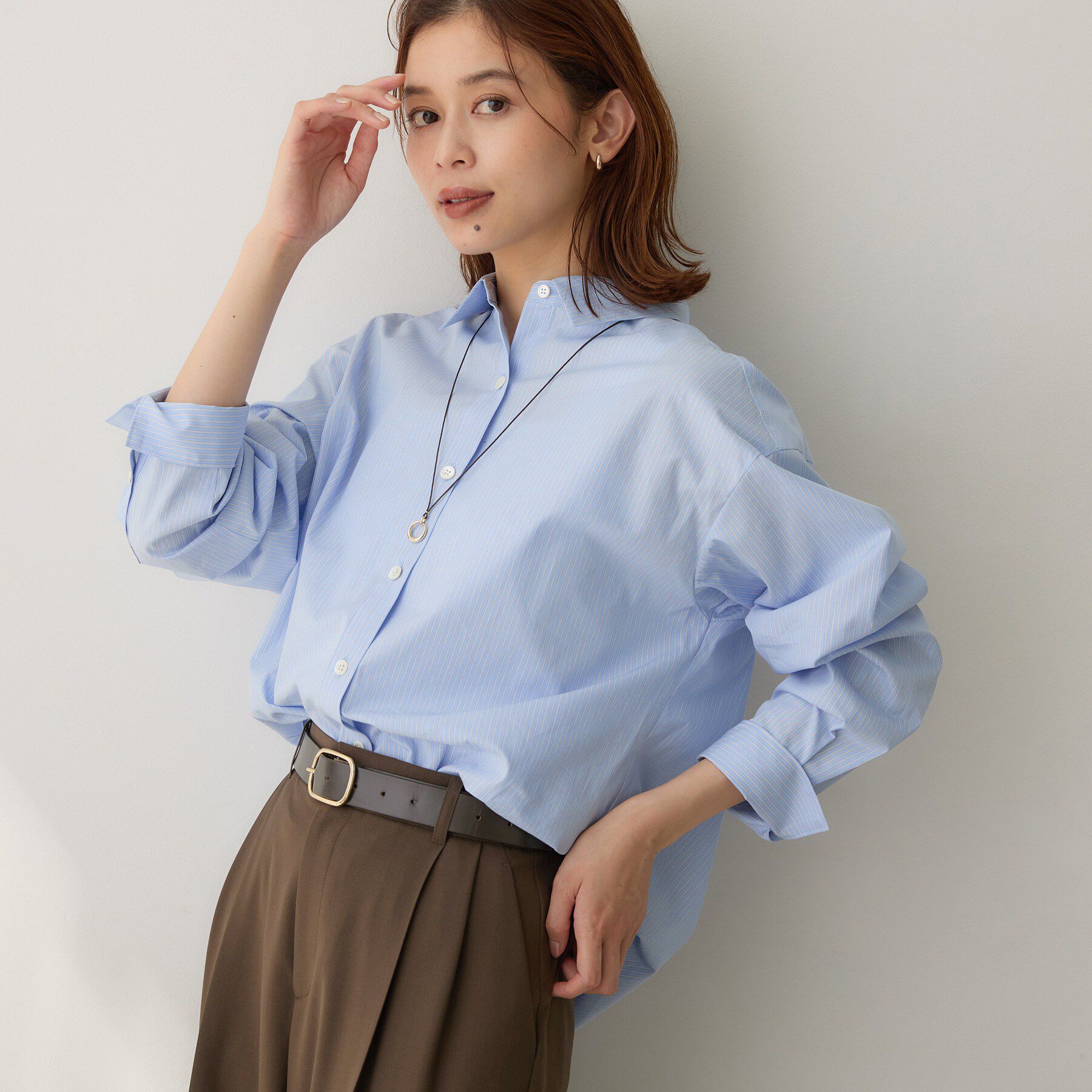 UNTITLED「【多色展開】カラーベーシックシャツ」|シャツ・ブラウス|ブルー(391)