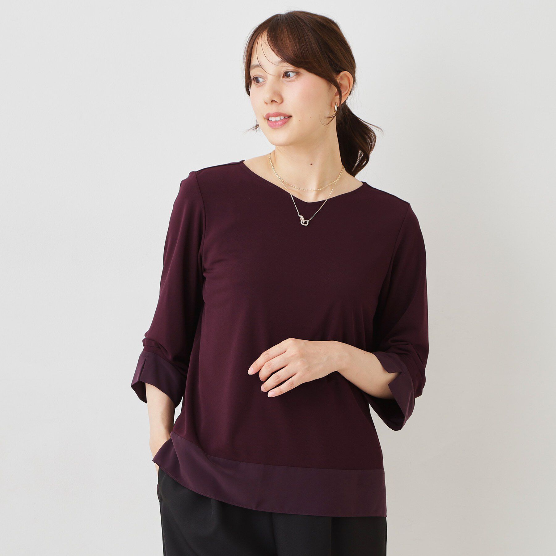 COUP DE CHANCE「【手洗い可／日本製】スムースジャージ七分袖カットソー」|Tシャツ・カットソー|