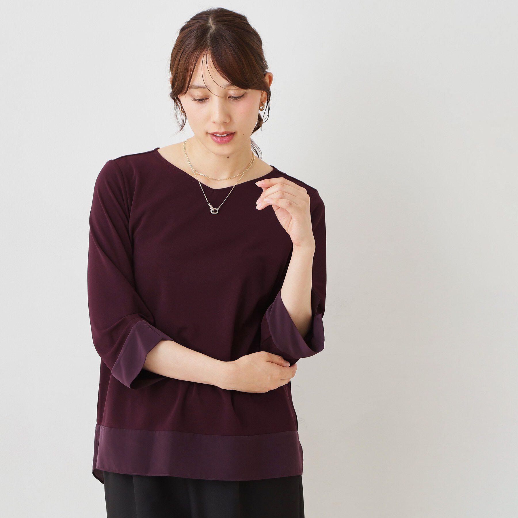 COUP DE CHANCE「【手洗い可／日本製】スムースジャージ七分袖カットソー」|Tシャツ・カットソー|