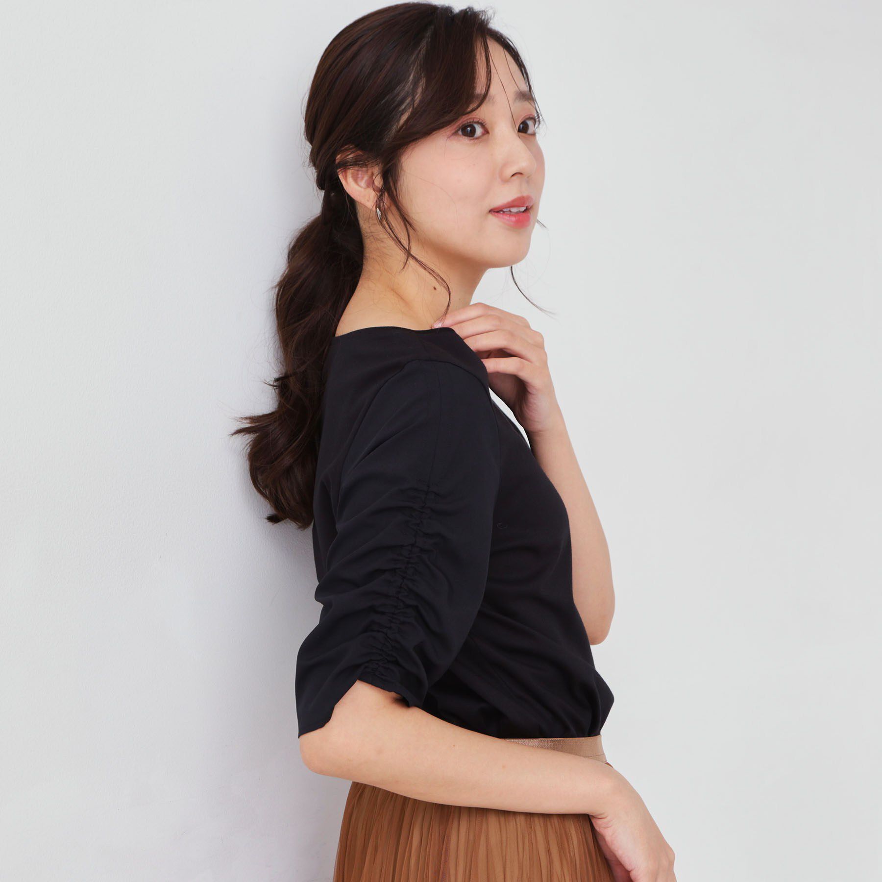 COUP DE CHANCE「【手洗い可／日本製】袖ギャザーカットソー」|Tシャツ・カットソー|