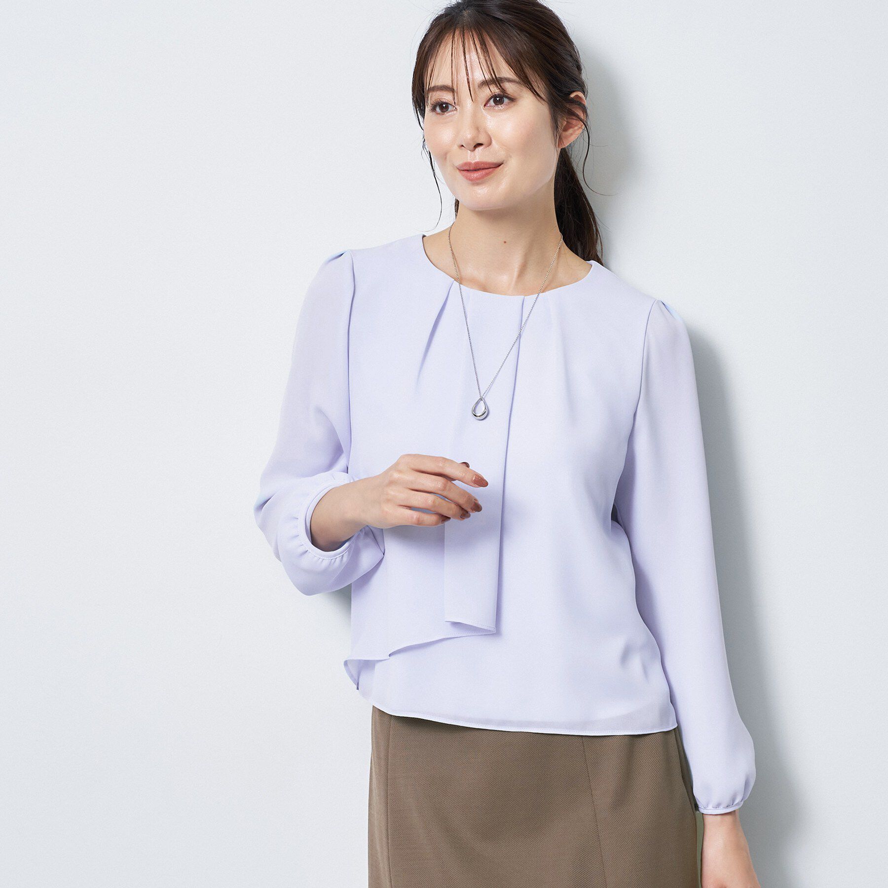 Reflect「【通勤／セレモニー】クルーネック シフォンブラウス」|シャツ・ブラウス|サックスブルー(09