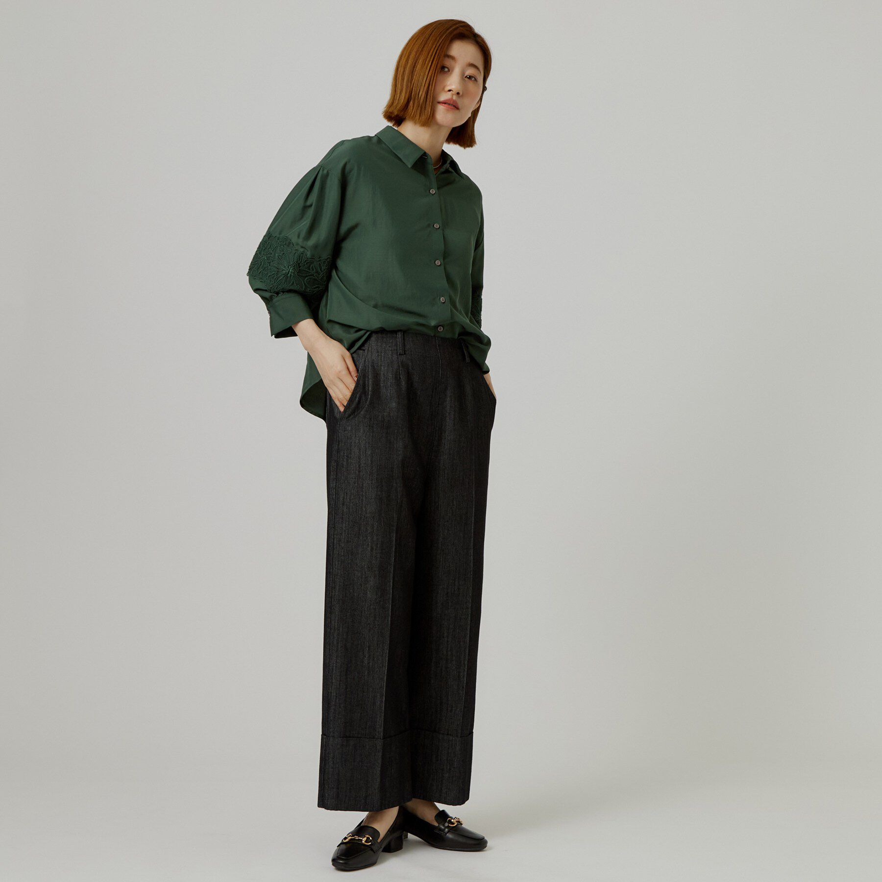 grove「ダブルヘムワイドデニムパンツ」|デニム|