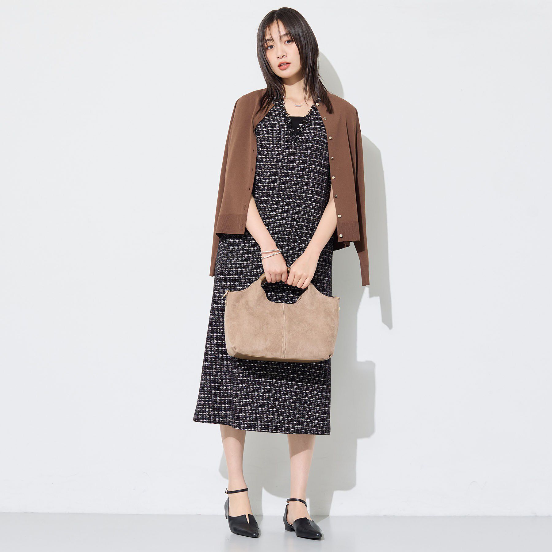 INDIVI「【2点セット】5分袖ニット＆カーディガン きれいめアンサンブルニット」|その他|