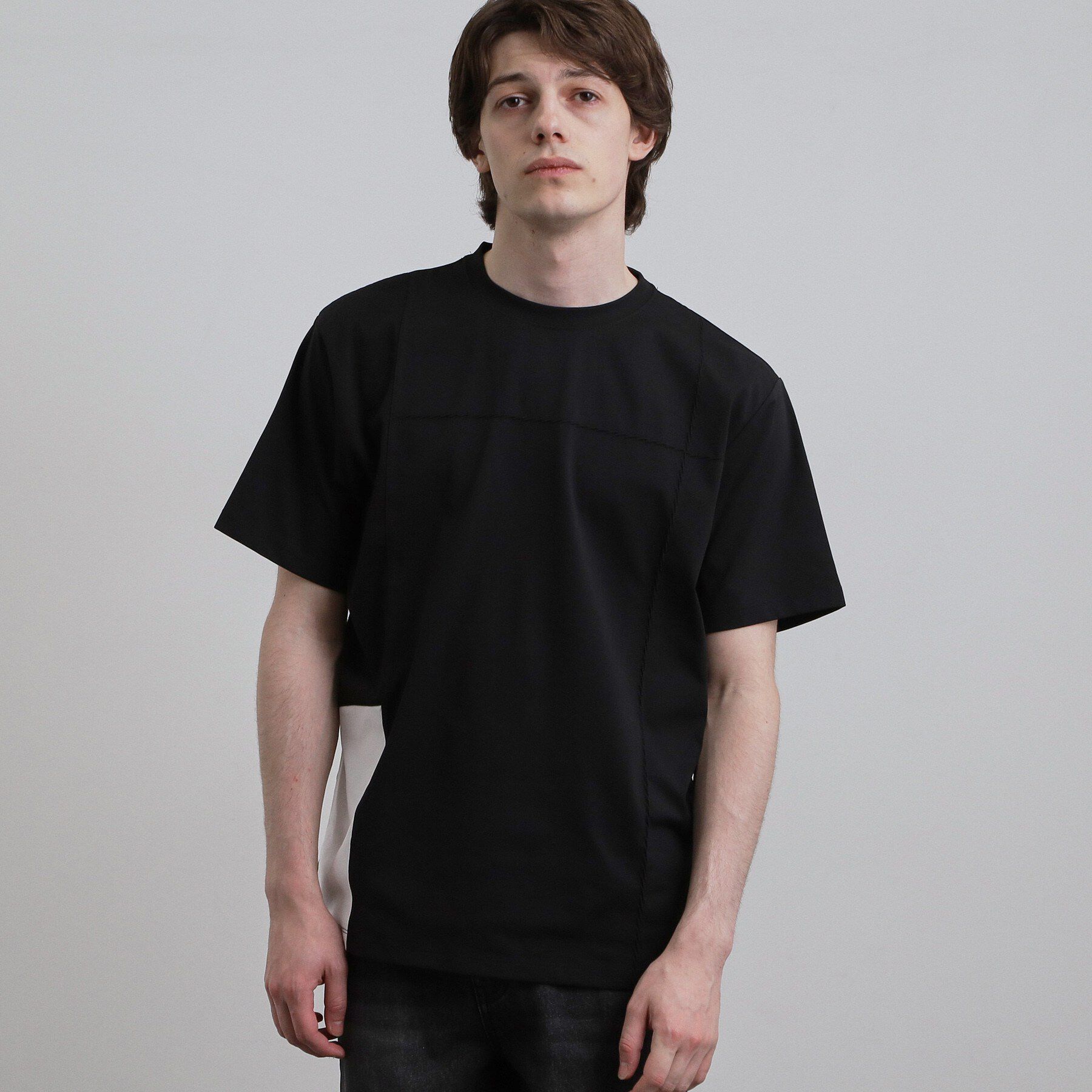 tk.TAKEO KIKUCHI「【吸水速乾/ＵＶカット】ダッシュライン切替Tシャツ」|Tシャツ・カットソー|ブラック(019)
