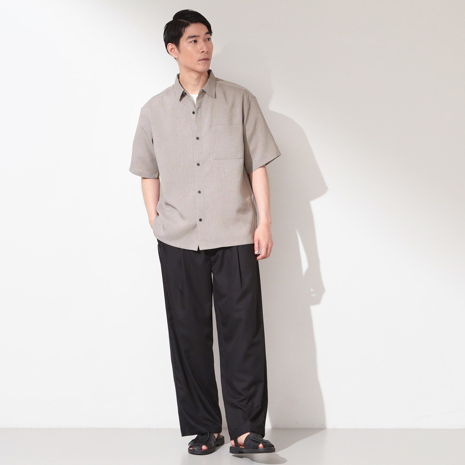 THE SHOP TK「【LINO FINE】 リネンライク半袖シャツ UVカット／イージーケア／吸水速乾／洗濯機OK／セッ」|シャツ・ブラウス|