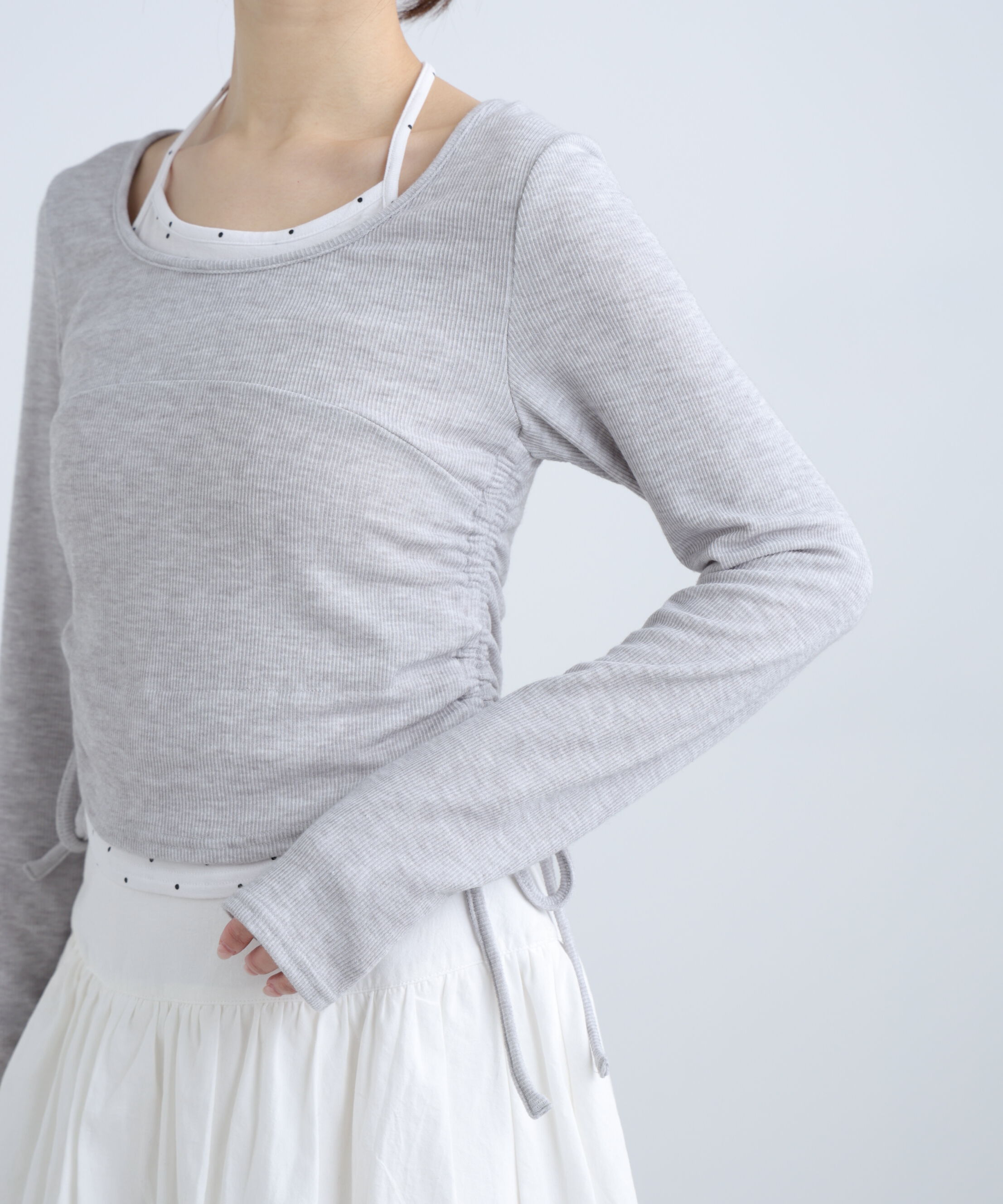  「ホルターネックレイヤードサイドドロストカットソー」|Tシャツ・カットソー|