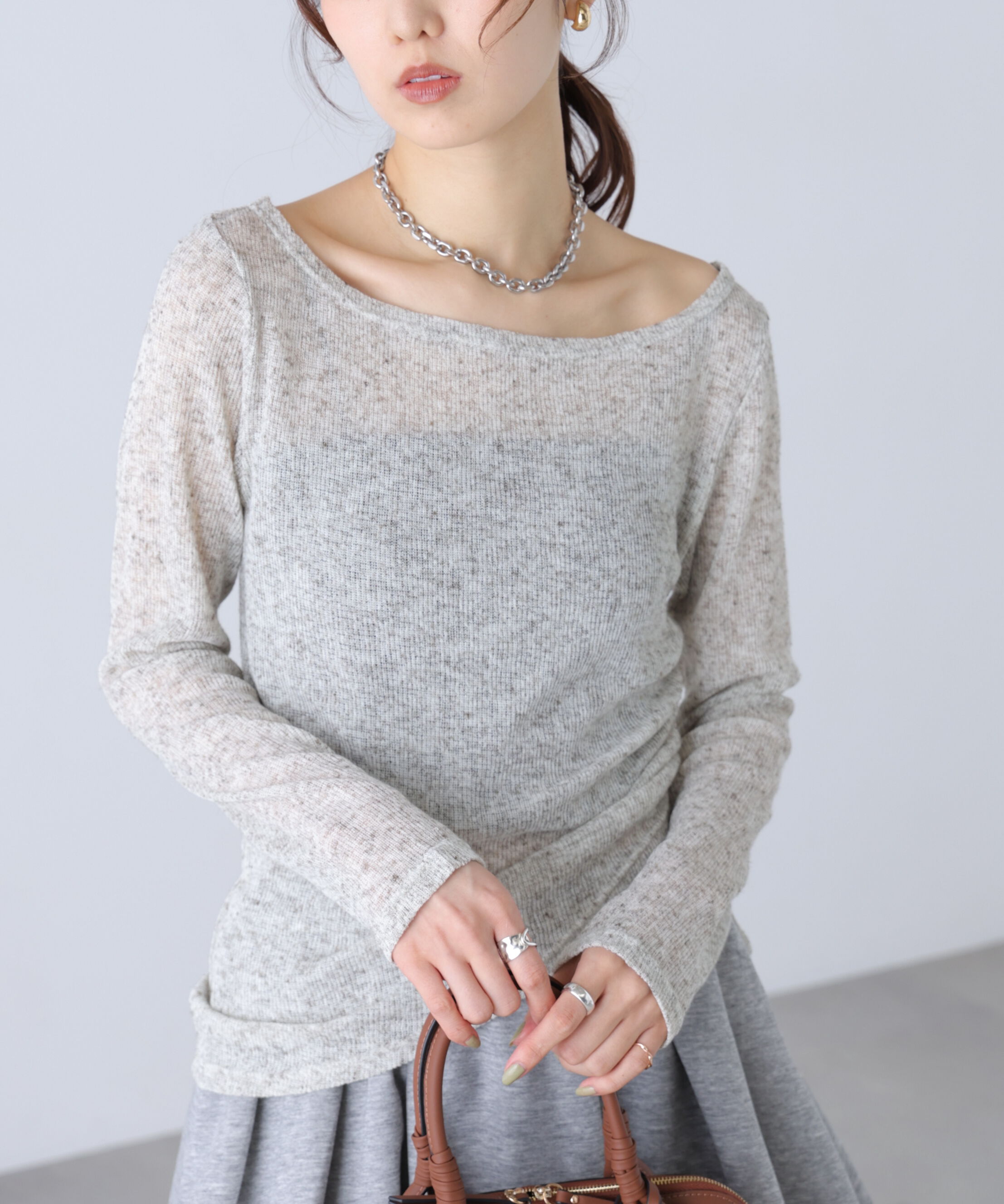  「メランジドロストシャーリングカットソー」|Tシャツ・カットソー|