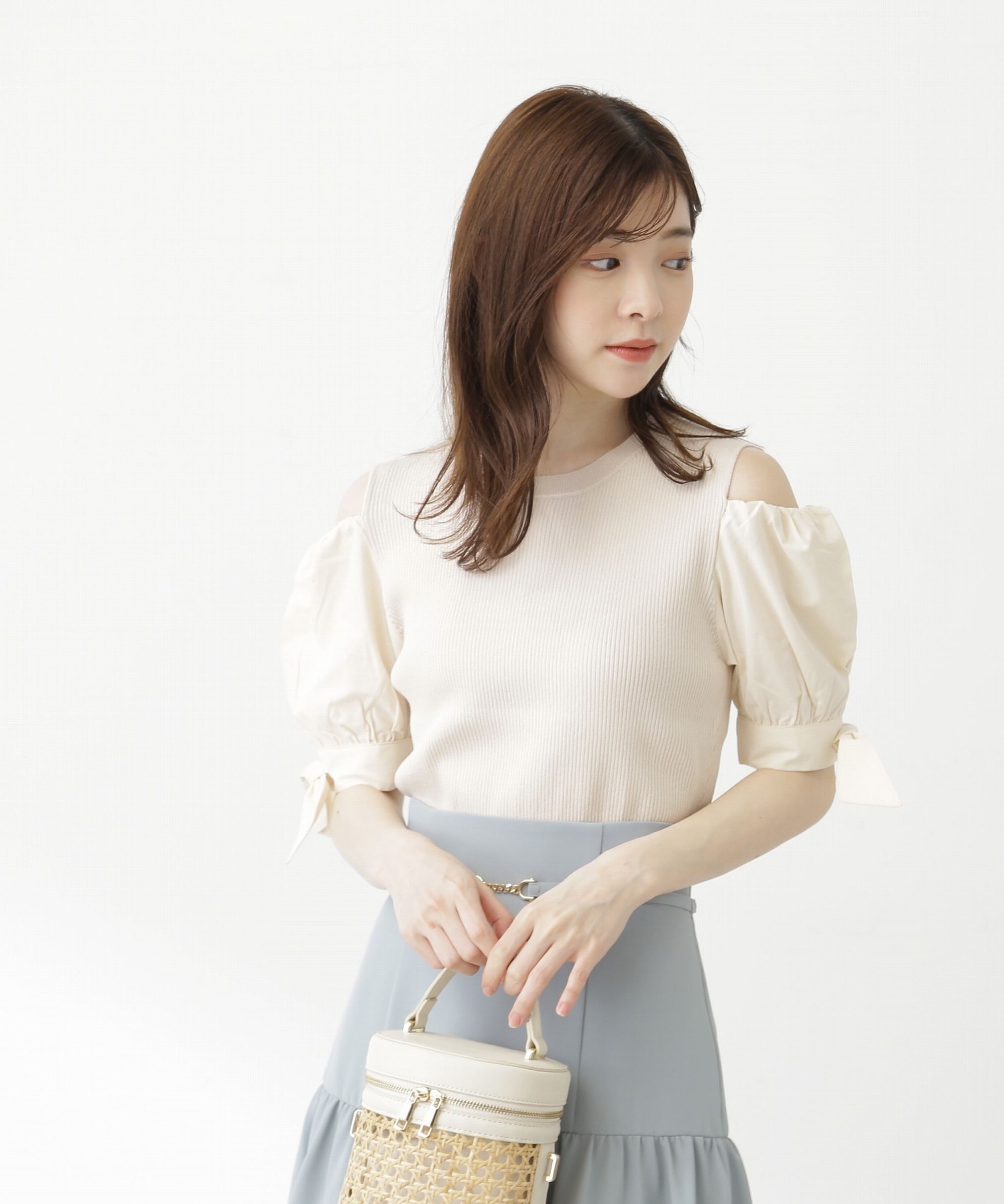 PROPORTION BODY DRESSING「肩あきリボンニット」|ニット・セーター|アイボリー2