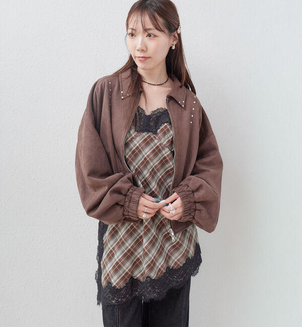 archives「レーストリムチェックミニキャミワンピース」|ワンピース|BROWN