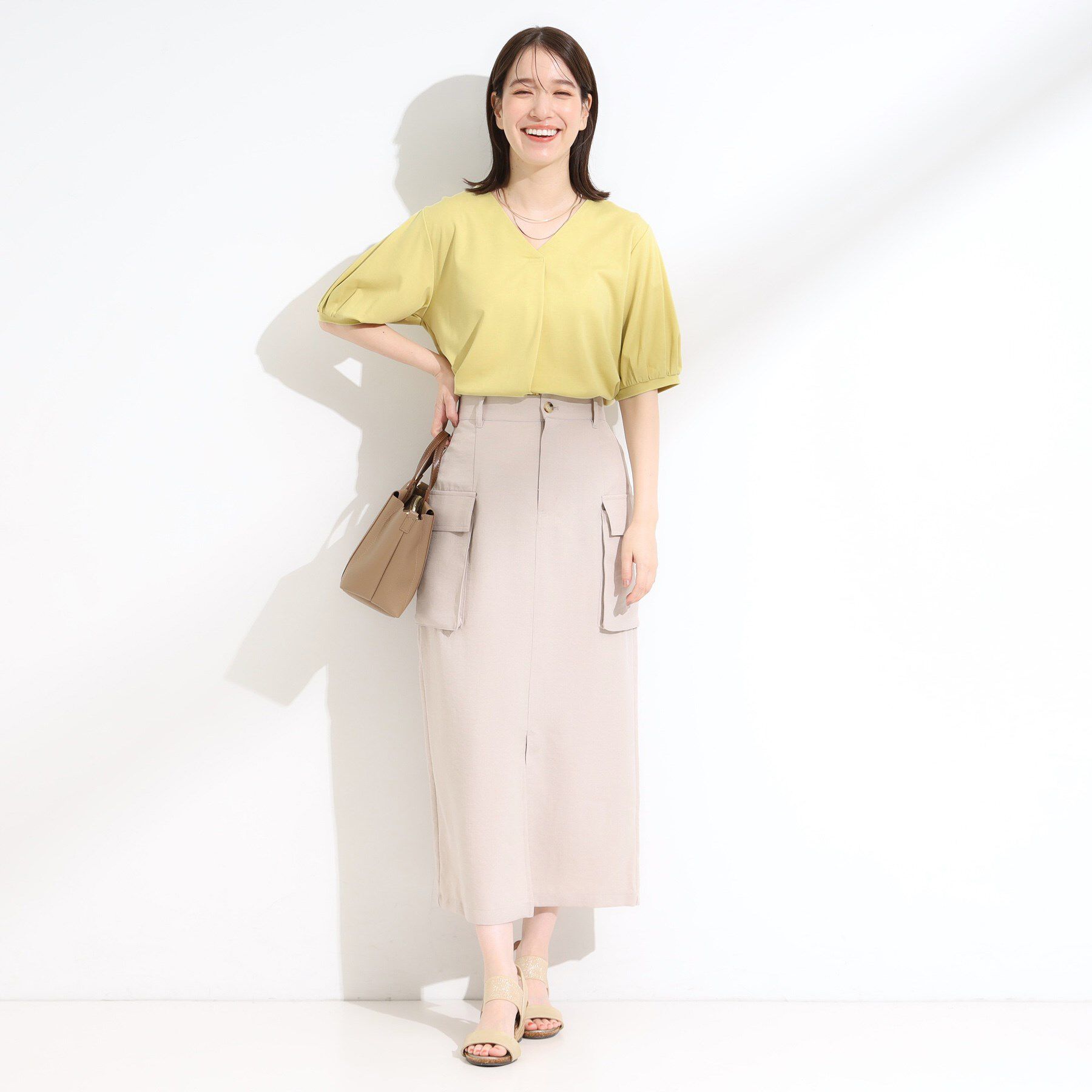 SHOO･LA･RUE「【S-LL/ひんやり/UV】スキッパーネックで女性らしい きれい見えトップス」|Tシャツ・カットソー|