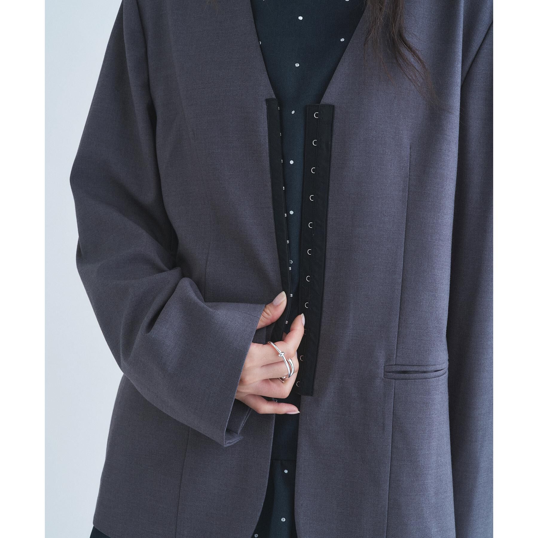 CODE A「soft relaxed hook jacket」|ノーカラージャケット|