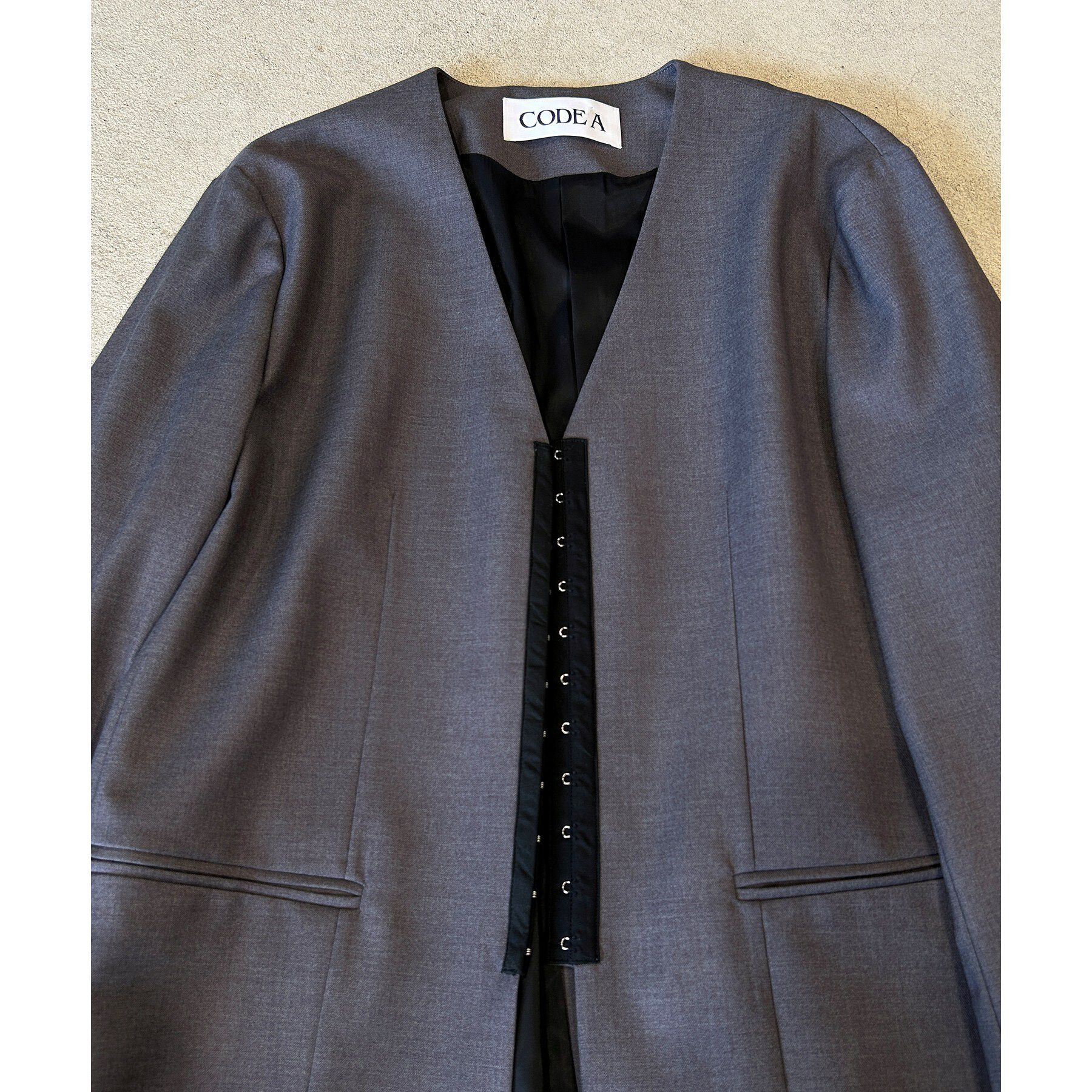 CODE A「soft relaxed hook jacket」|ノーカラージャケット|