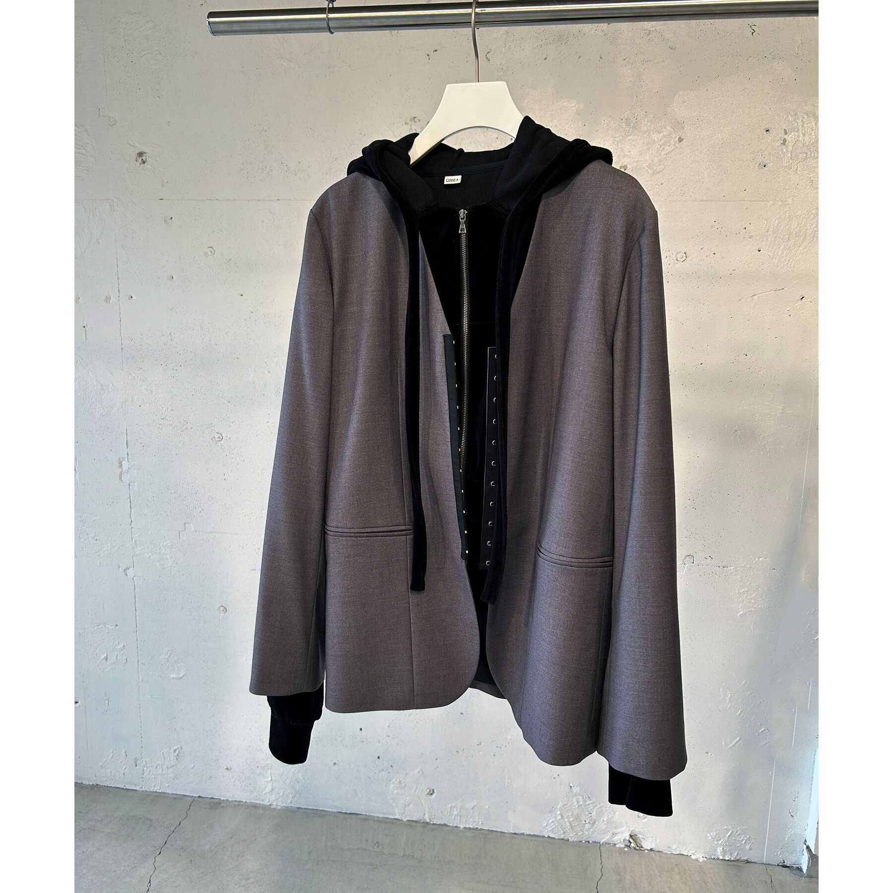 CODE A「soft relaxed hook jacket」|ノーカラージャケット|