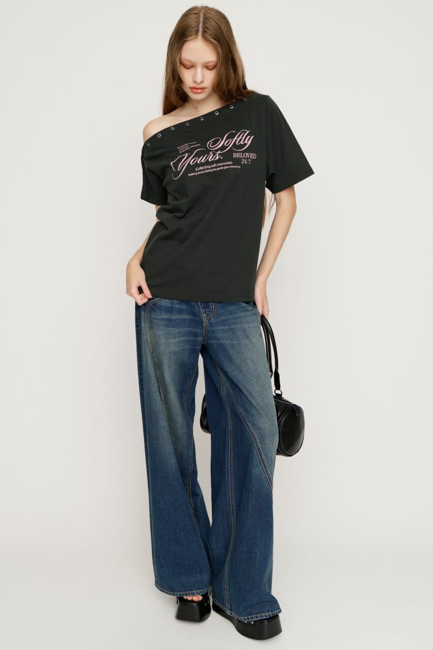 SLY「ONE SHOULDER PRINT トップス」|Tシャツ・カットソー|