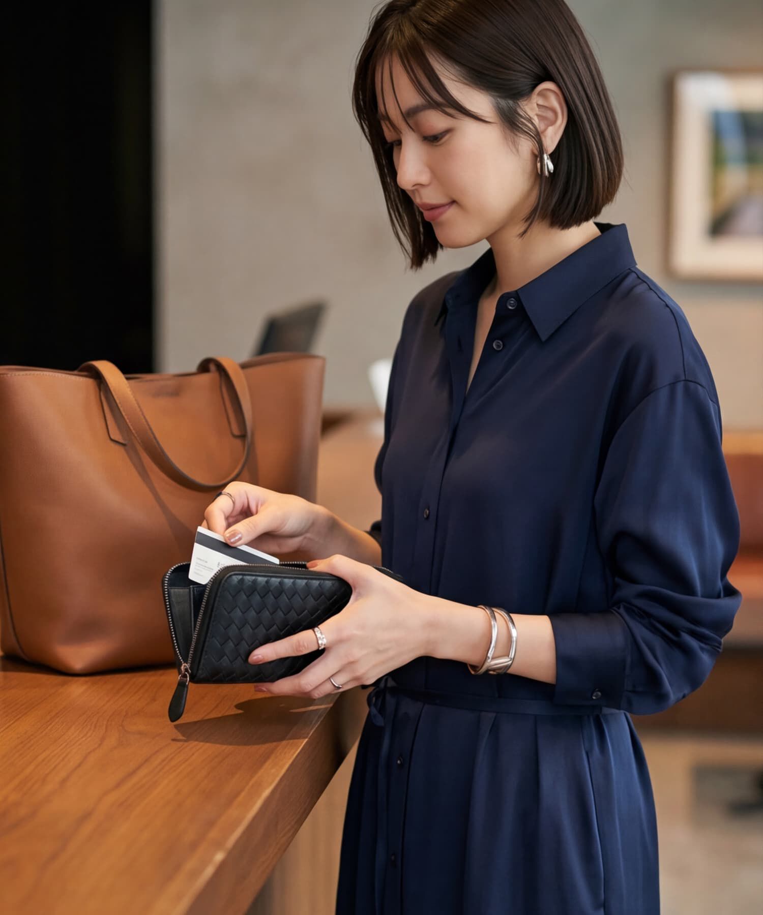 STYLE DELI「【DELI by】シープスキン編み込みロングウォレット」|財布|