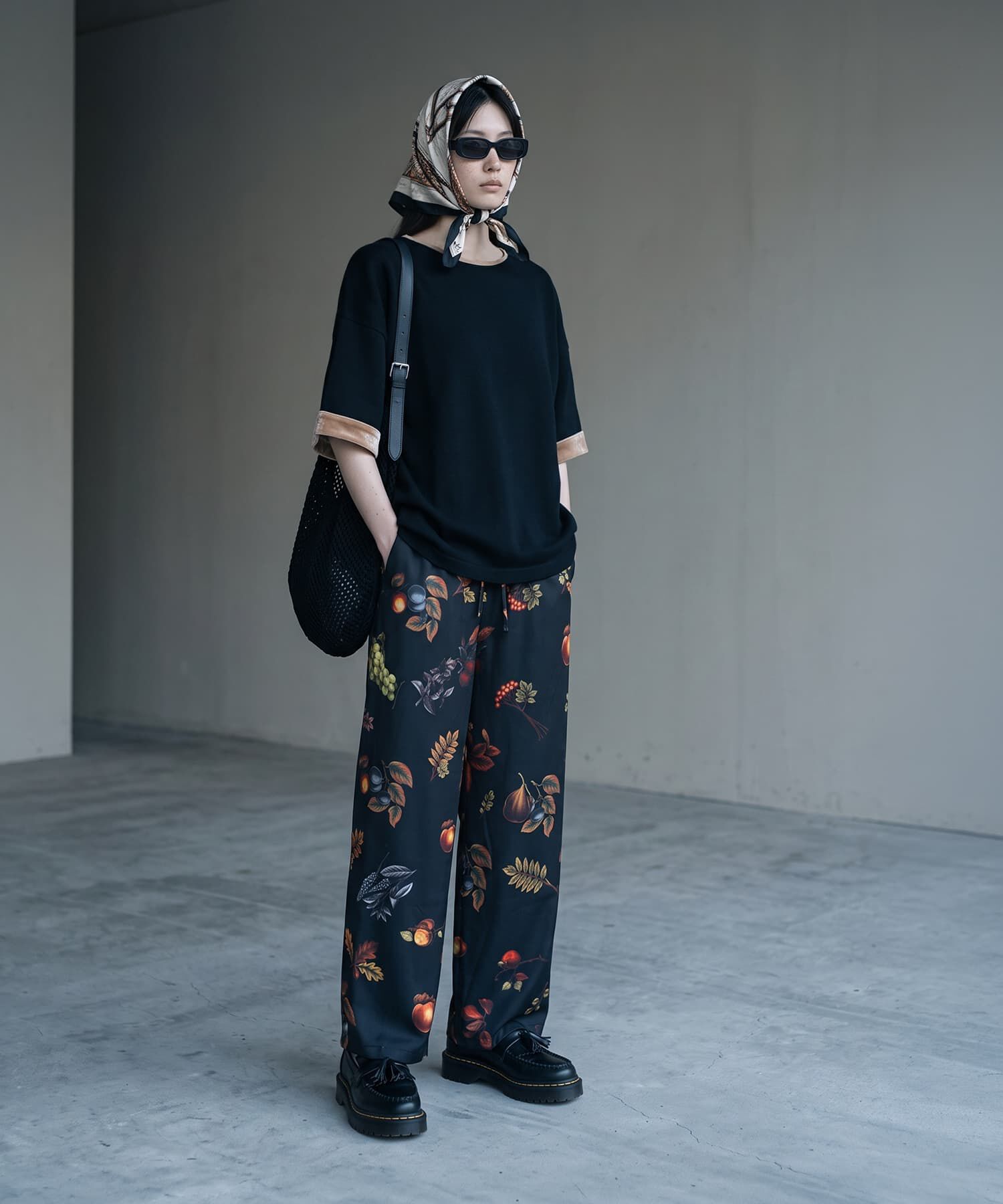 STYLE DELI「【BLK001】天竺&times;ベロア袖口配色プルオーバー」|Tシャツ・カットソー|