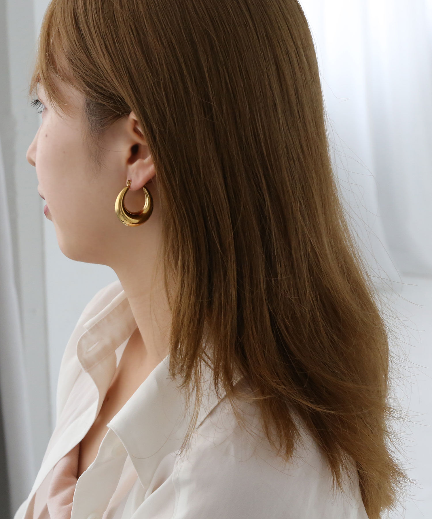  「[stainless]ステンレス・プランプドロップフープピアス〈金属アレルギー対応〉」|ピアス|
