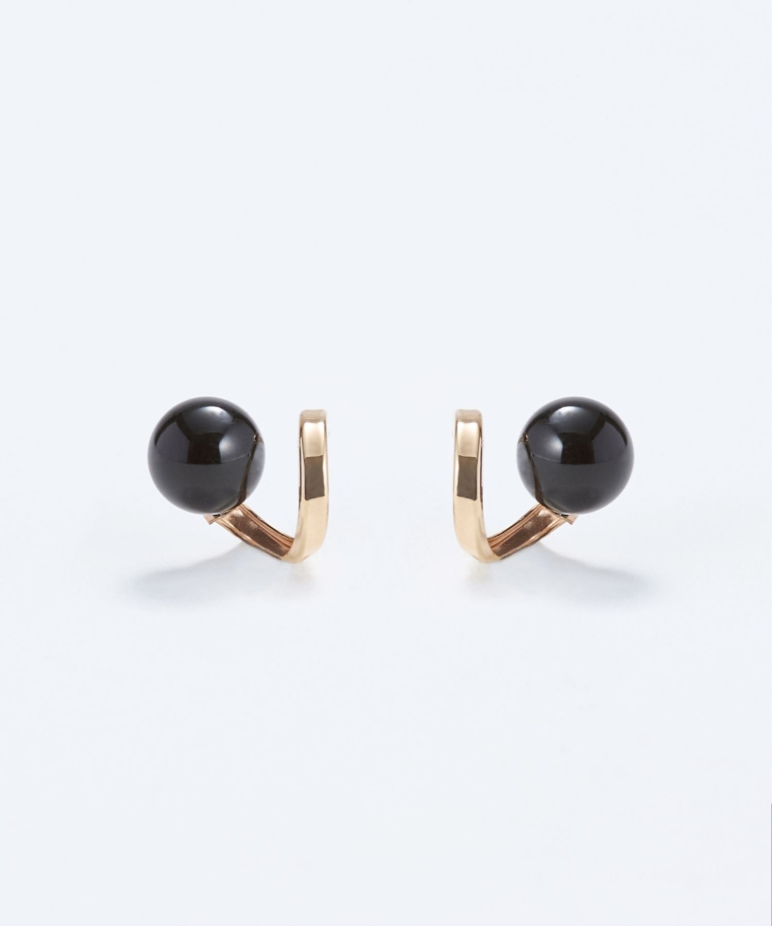 JUPITER「【K10】天然石フープフォルムピアス　オニキス」|ピアス|