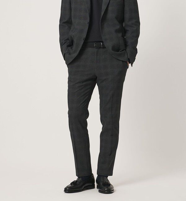 UNITED ARROWS「グレンプレイド ノープリーツ テーパードパンツ UA COZY ウォッシャブル 2WAYストレッチ」|スラックス|