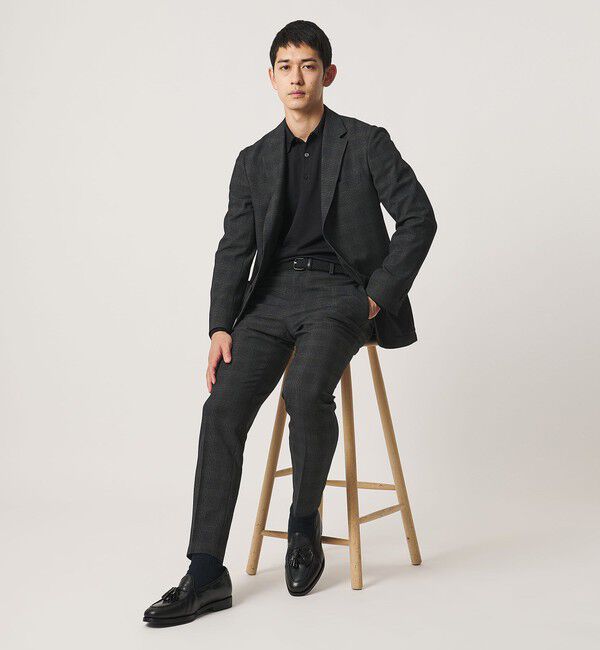 UNITED ARROWS「グレンプレイド ノープリーツ テーパードパンツ UA COZY ウォッシャブル 2WAYストレッチ」|スラックス|