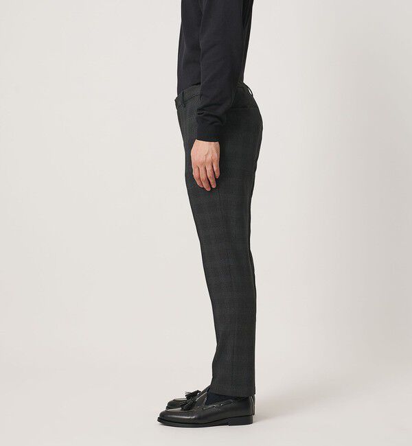 UNITED ARROWS「グレンプレイド ノープリーツ テーパードパンツ UA COZY ウォッシャブル 2WAYストレッチ」|スラックス|