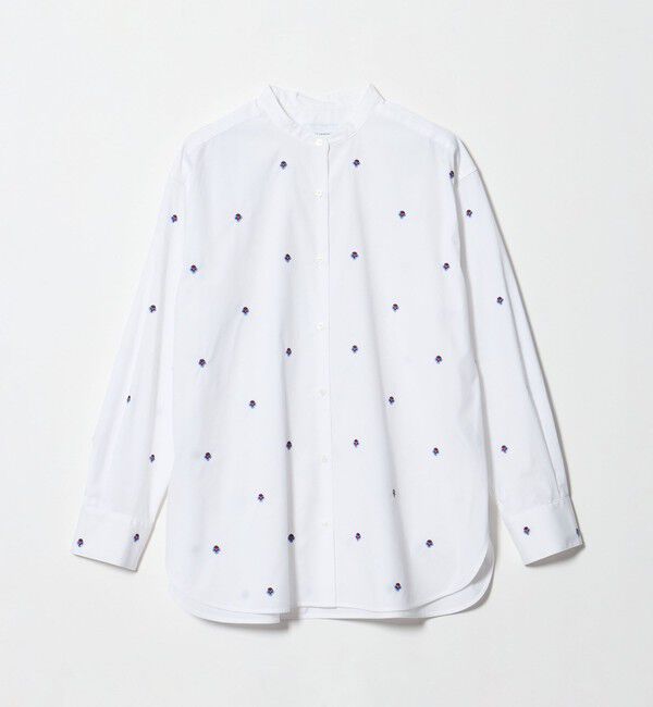 UNITED ARROWS「エンブロイダリーフラワー バンドカラー シャツ 26FW」|シャツ・ブラウス|OFF WHITE