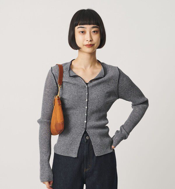 BEAUTY&YOUTH UNITED ARROWS「リブ トリミング カーディガン ウォッシャブル」|カーディガン|MD.GRAY