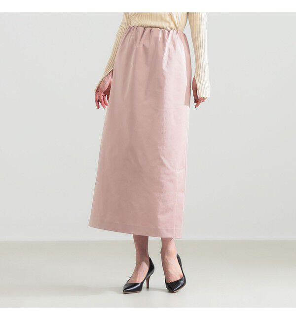 Demi-Luxe BEAMS 「サイドスリット サテン スカート」|スカート|NUDE_PINK