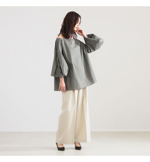 Demi-Luxe BEAMS 「レーススリーブ ギャザーブラウス」|シャツ・ブラウス|