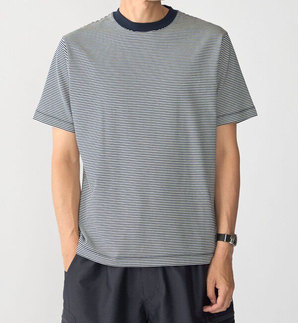 SHIPS「SHIPS:〈消臭〉Deo-Papi(R) ボーダー ショートスリーブ Tシャツ」|Tシャツ・カットソー|ネイビー