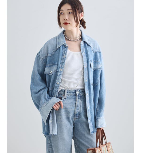 journal standard L'essage「AGOLDE/エーゴールドイー LOTTA SHIRT IN SCRIPT デニムシャツ」|シャツ・ブラウス|