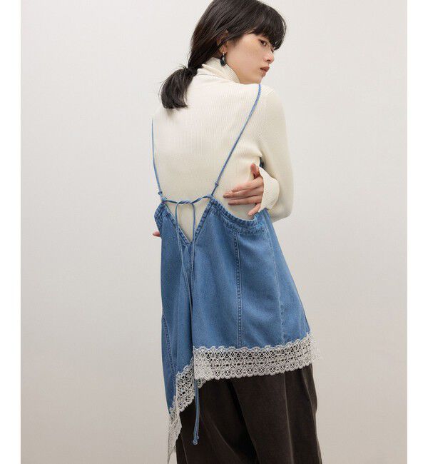 ADAM ET ROPE'「【WEB限定】レースコンビデニムキャミ」|キャミソール|
