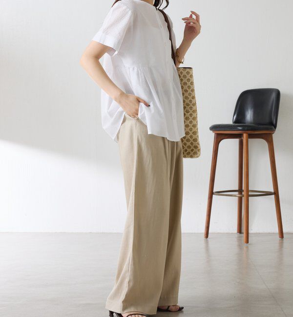  「《着痩せ効果/着映え/さらさら素材》3WAYサッカーブラウス」|シャツ・ブラウス|