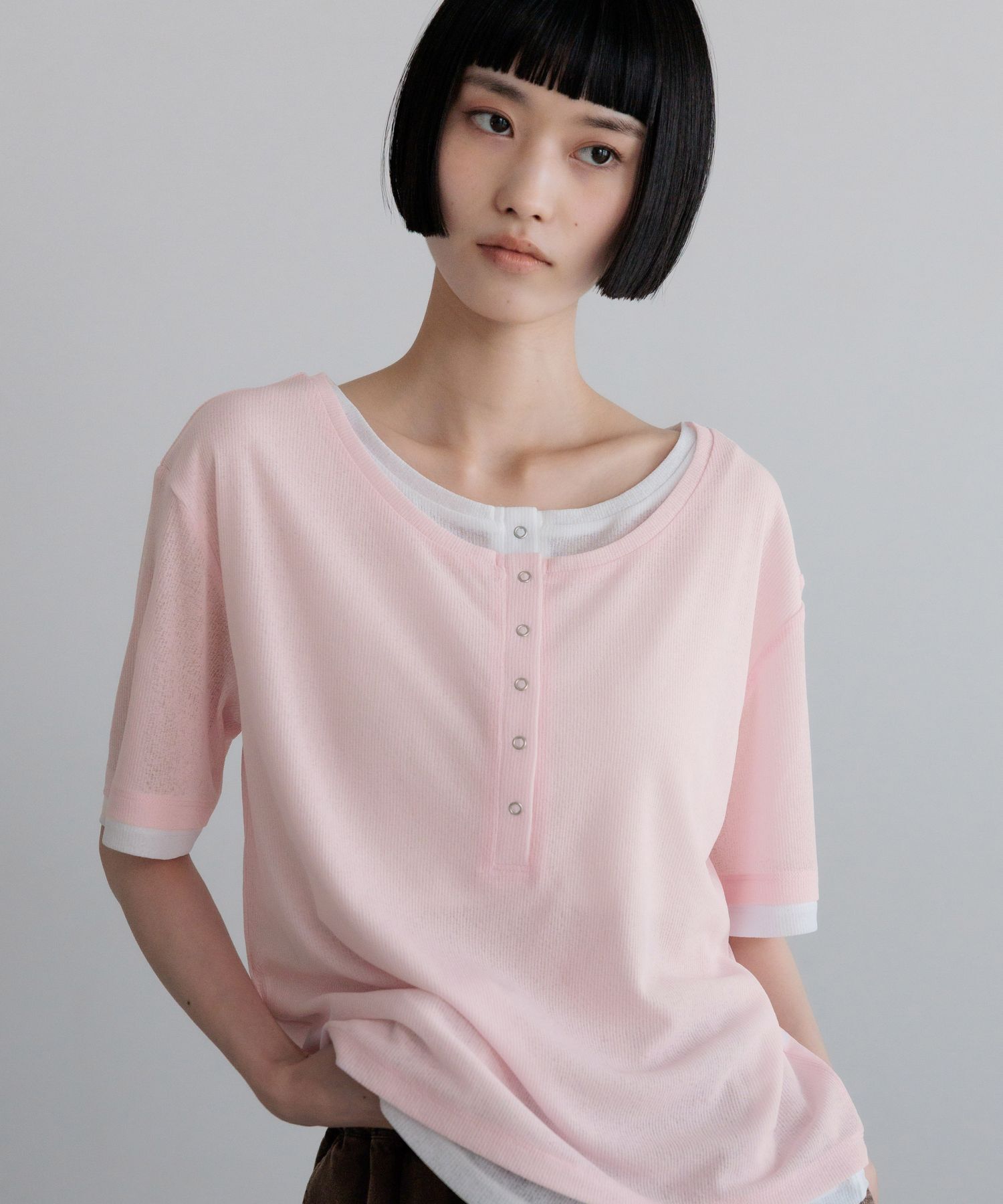 LOWRYS FARM「レイヤードヘンリーSS」|Tシャツ・カットソー|