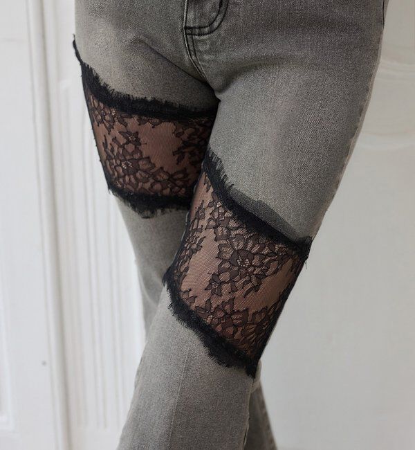  「【Lace Collection】レースデザインフレアデニム/SMサイズ展開あり」|その他|
