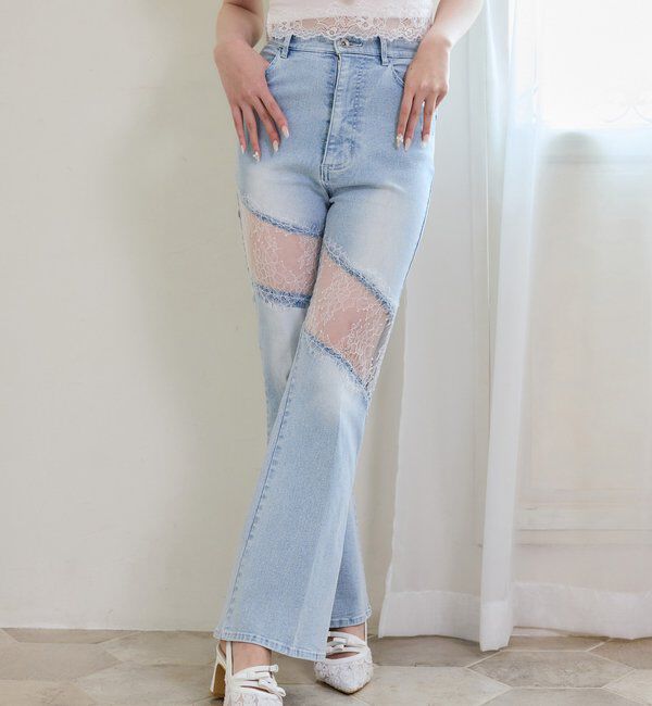  「【Lace Collection】レースデザインフレアデニム/SMサイズ展開あり」|その他|
